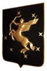 Герб Химок: барельеф в золотой раме, центральная фигура - краска