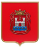 Герб Калининградской области: барельеф в золотой раме, центральная фигура - металлизация