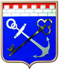 Герб Ленинградской области: барельеф в золотой раме, центральная фигура - краска