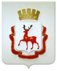 Герб Нижнего Новгорода: барельеф без рамы, центральная фигура - краска