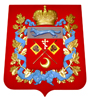 Герб Оренбургской области: барельеф без рамы, центральная фигура - краска