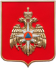 Геральдический щит МЧС на красном флоке в раме 42x50 см., металлизация