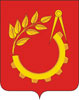 Барельефный герб Балашихи на пластиковом геральдическом щите без рамы, орел- краска/металлизация 