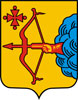 Барельефный герб Кировской области на пластиковом геральдическом щите без рамы, орел- краска/металлизация 