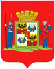 Барельефный герб Краснодара на пластиковом геральдическом щите без рамы, орел- краска/металлизация 