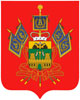Барельефный герб Краснодарского края на пластиковом геральдическом щите без рамы, орел- краска/металлизация 