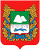 Барельефный герб Курганской области на пластиковом геральдическом щите без рамы, орел- краска/металлизация 