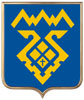 Печать герба Тольятти на пластиковом геральдическом щите в раме золото