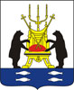Барельефный герб Великого Новгорода на пластиковом геральдическом щите без рамы, орел- краска/металлизация 