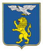 Печать герба Белгорода на пластиковом геральдическом щите в раме золото