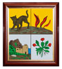 Печать герба Дербента на пластике в различных вариантах рам: красное дерево, орех, золото