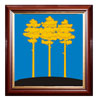 Печать герба Димитровграда на пластике в различных вариантах рам: красное дерево, орех, золото