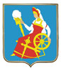 Печать герба Иваново на пластиковом геральдическом щите в раме золото