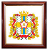 Печать герба Омской области на пластике в различных вариантах рам: красное дерево, орех, золото