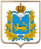 Печать герба Псковской области на пластиковом геральдическом щите в раме золото