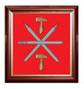 Печать герба Тулы на пластике в различных вариантах рам: красное дерево, орех, золото
